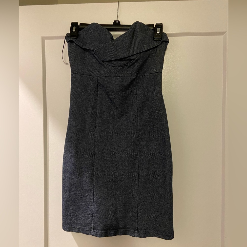 Dark denim strapless dress